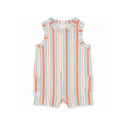 Salty Toes Series Baby Sleeveless Waffle Romper - BEACH STRIPE