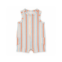 Salty Toes Series Baby Sleeveless Waffle Romper - BEACH STRIPE