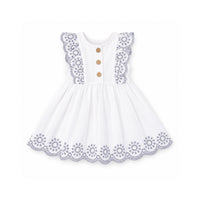 Salty Toes Series Baby Broderie Jersey Mix Dress - CREAM