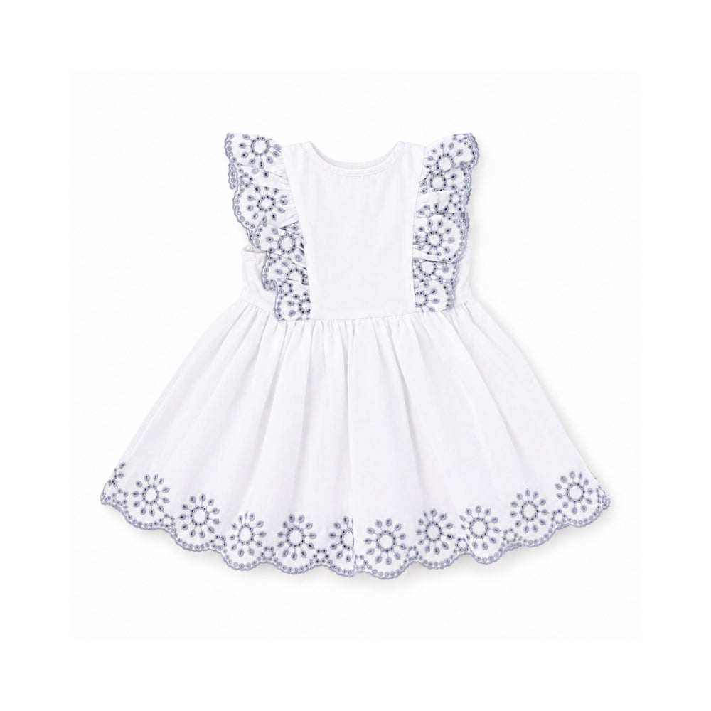Salty Toes Series Baby Broderie Jersey Mix Dress - CREAM