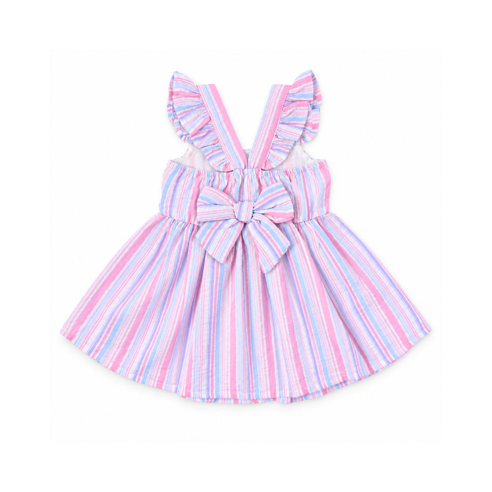 Salty Toes Series Baby Seersucker Dress with Bloomers - STRIPE