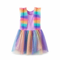 Made To Treasure Kids Party Dress - LILAC RAINBOW