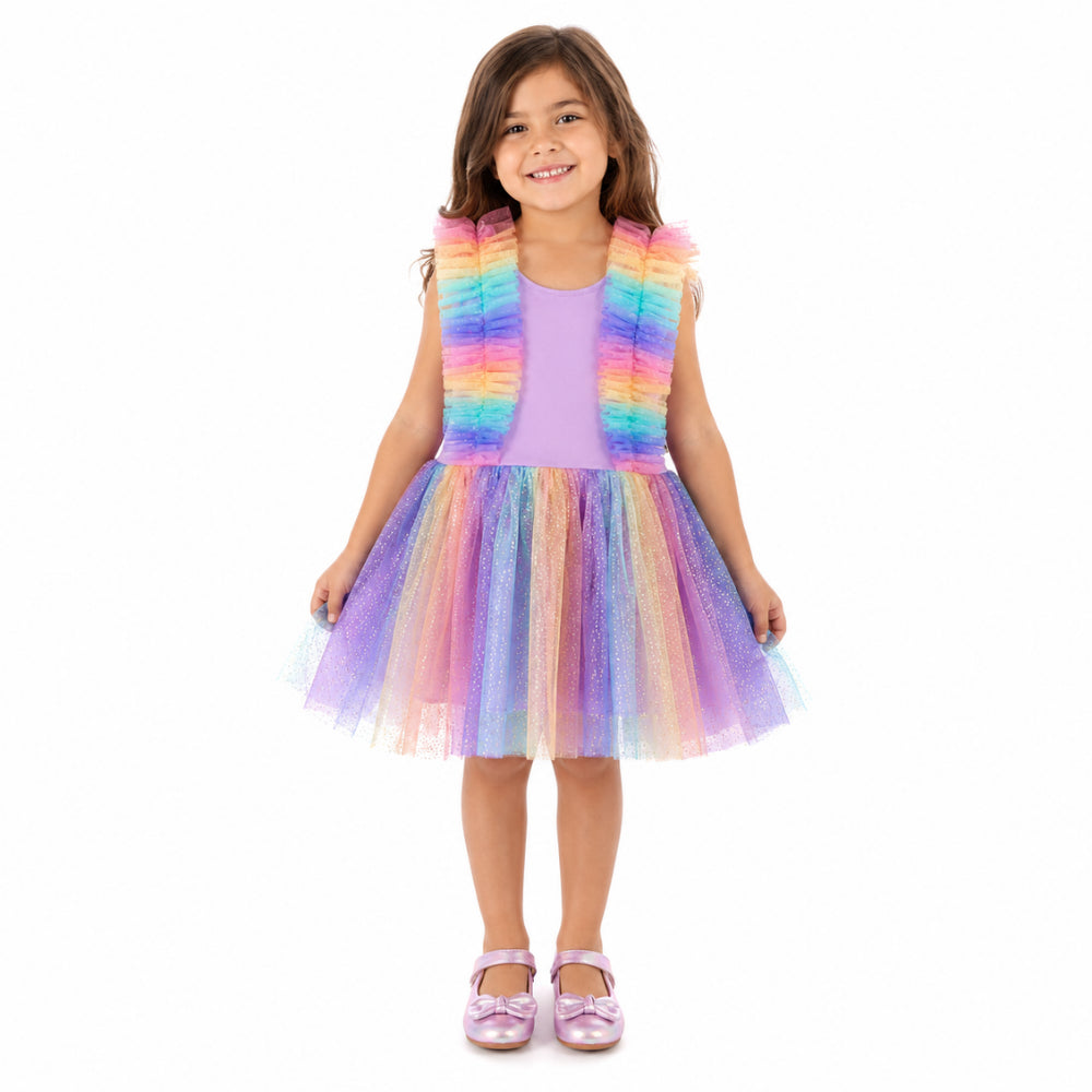 Made To Treasure Kids Party Dress - LILAC RAINBOW