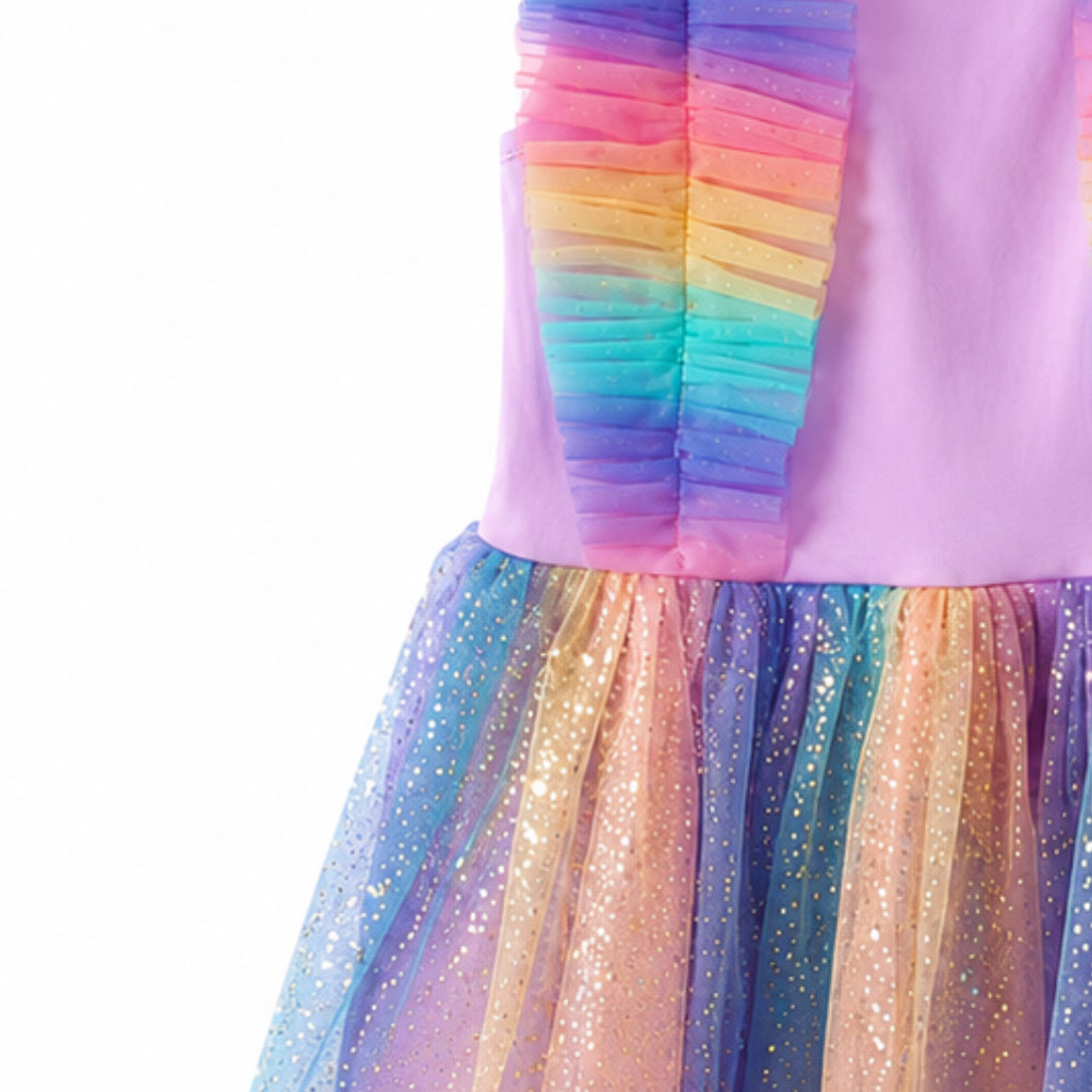 Made To Treasure Kids Party Dress - LILAC RAINBOW