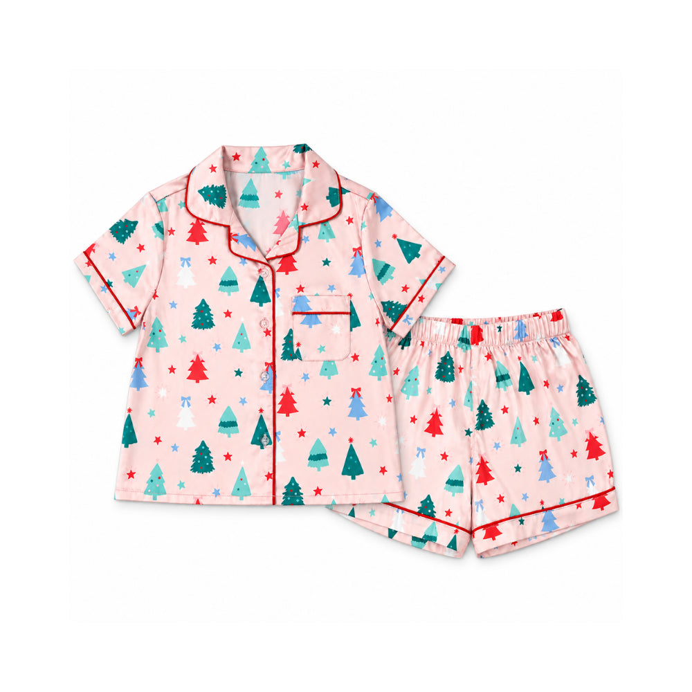 Holly Days Christmas Collection Kids Satin Pyjama Set - JOLLY TREES