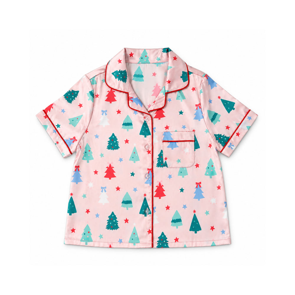Holly Days Christmas Collection Kids Satin Pyjama Set - JOLLY TREES
