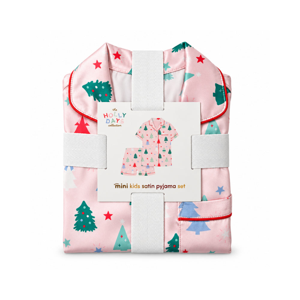 Holly Days Christmas Collection Kids Satin Pyjama Set - JOLLY TREES