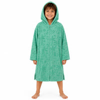Good Vibes Kids Zip Up Hooded Towel - GREEN PALM TREE