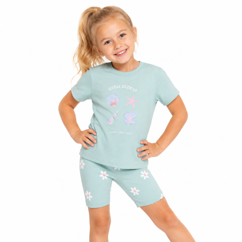 Good Vibes Girls Bike Short - MINT DAISY