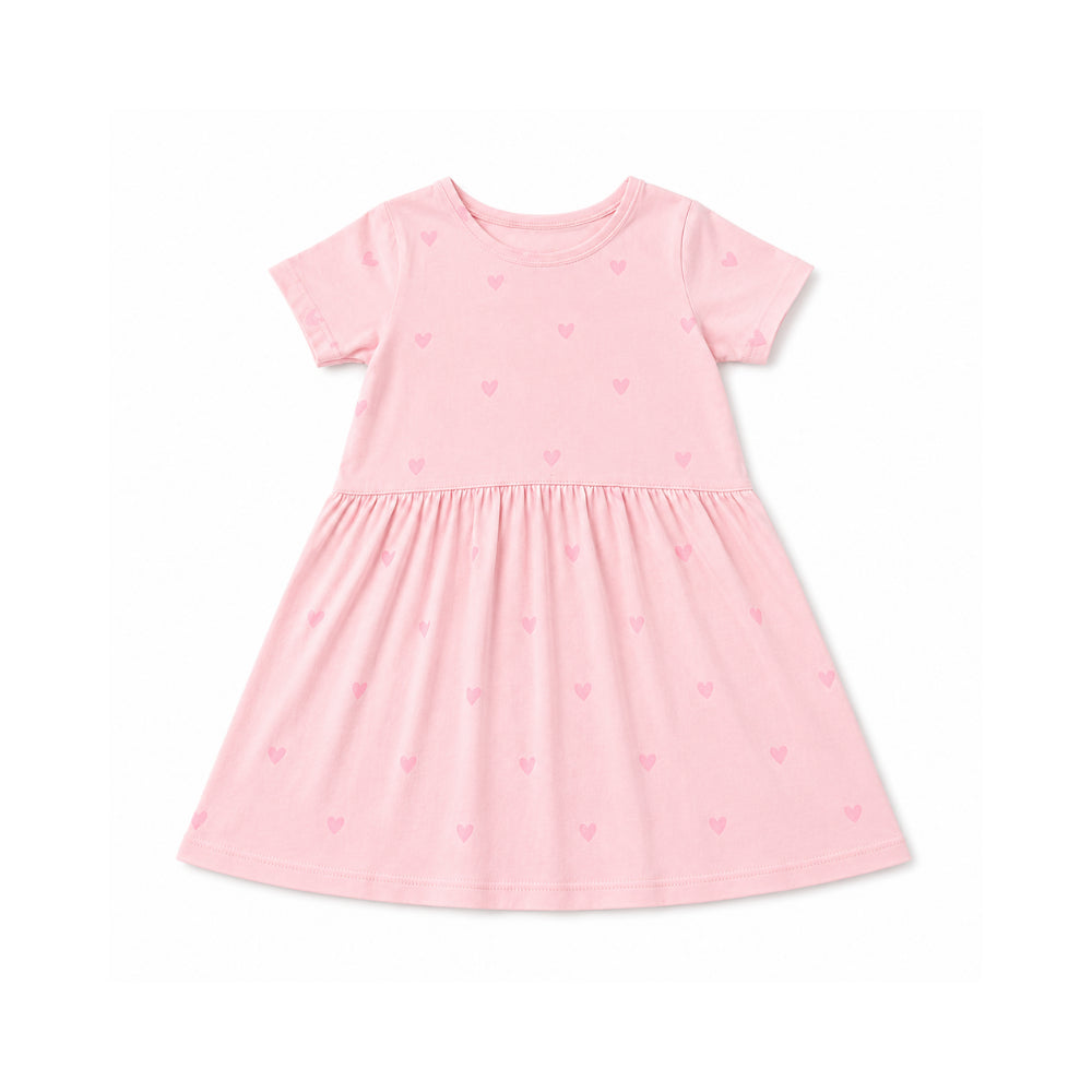 Good Vibes Girls Ashley Dress - PINK HEARTS