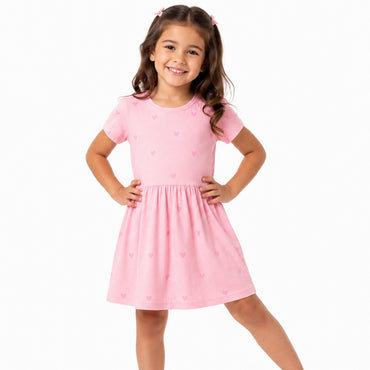 Good Vibes Girls Ashley Dress - PINK HEARTS