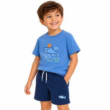 Good Vibes Boys Fleece short - NAVY SHARK