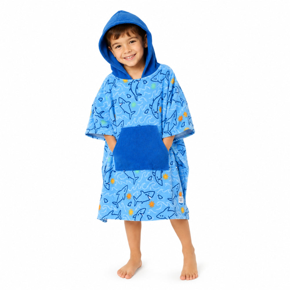 Good Vibes Kids Hooded Towel - SHARK WATERS (one size)
