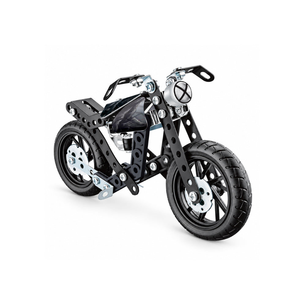 Kaiser Toy Box - Kids Metal Construction Kit 117 Pieces - BLACK MOTOR BIKE