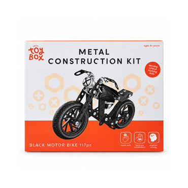 Kaiser Toy Box - Kids Metal Construction Kit 117 Pieces - BLACK MOTOR BIKE