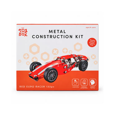 Kaiser Toy Box - Kids Metal Construction Kit 133 Pieces - RED EURO RACER