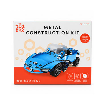 Kaiser Toy Box - Kids Metal Construction Kit 208 Pieces - BLUE RACER