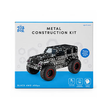 Kaiser Toy Box - Kids Metal Construction Kit 496 Pieces - BLACK 4WD