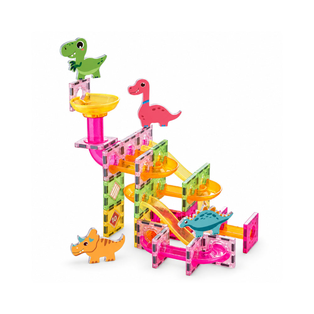 Kaiser Toy Box - Magnetic Build 76 Pieces Tiles - DINO MARBLE RUN