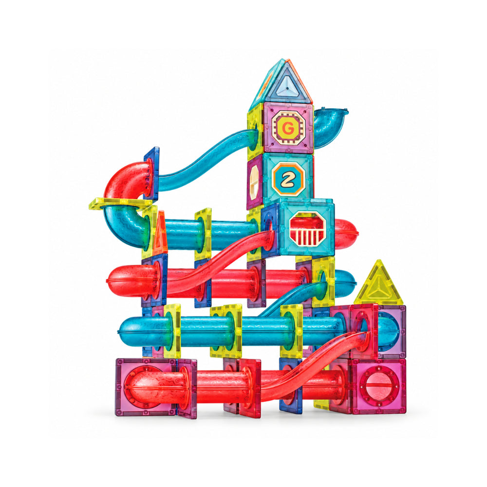 Kaiser Toy Box - Magnetic Build 145 Pieces Tiles - MARBLE RUN