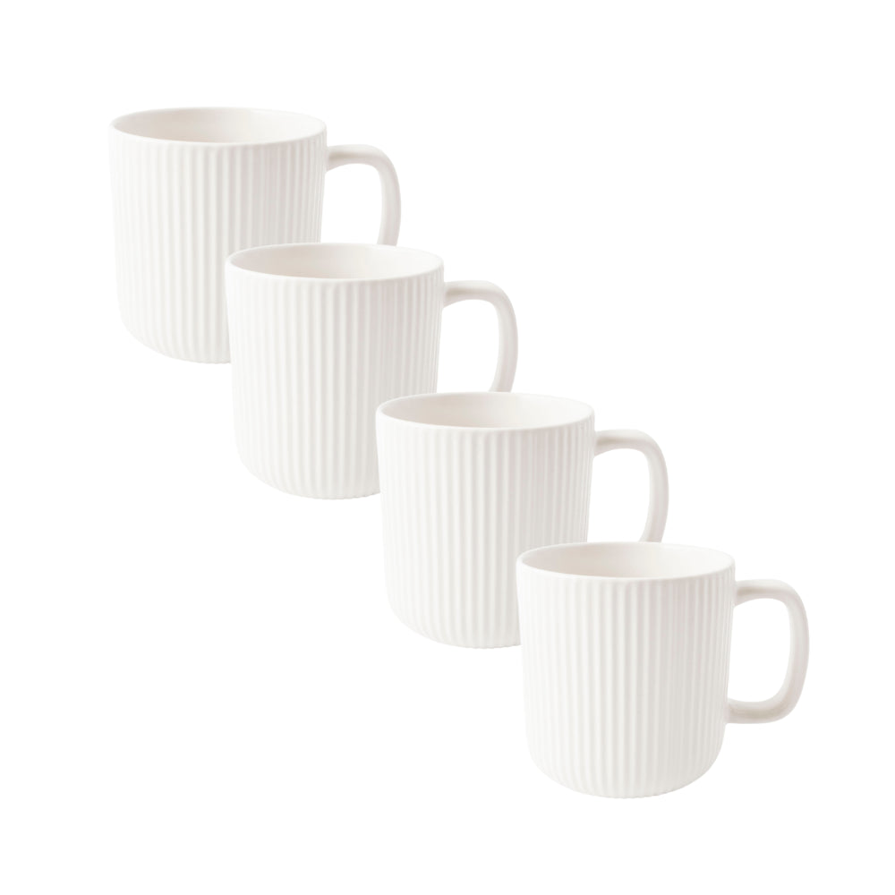 Coastal Tones Collection 4pk Mug Set - WHITE TEXTURE