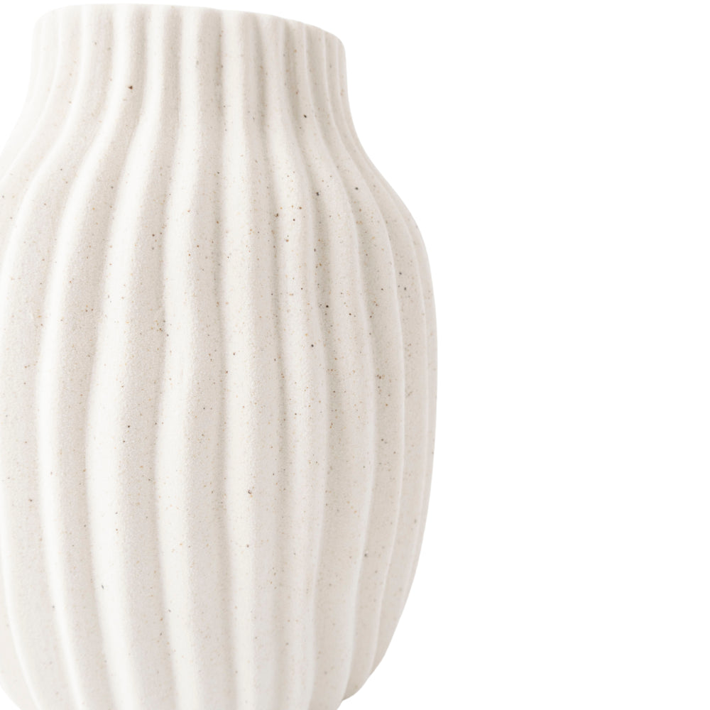 Coastal Tones Collection Ceramic Vase - SHORT TEXTURE WHITE