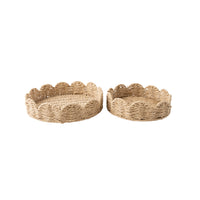 Coastal Tones Collection Raffia 2pk Tray - ROUND SCALLOP