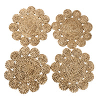 Coastal Tones Collection Raffia 4pk Placemat Set - FLOWER