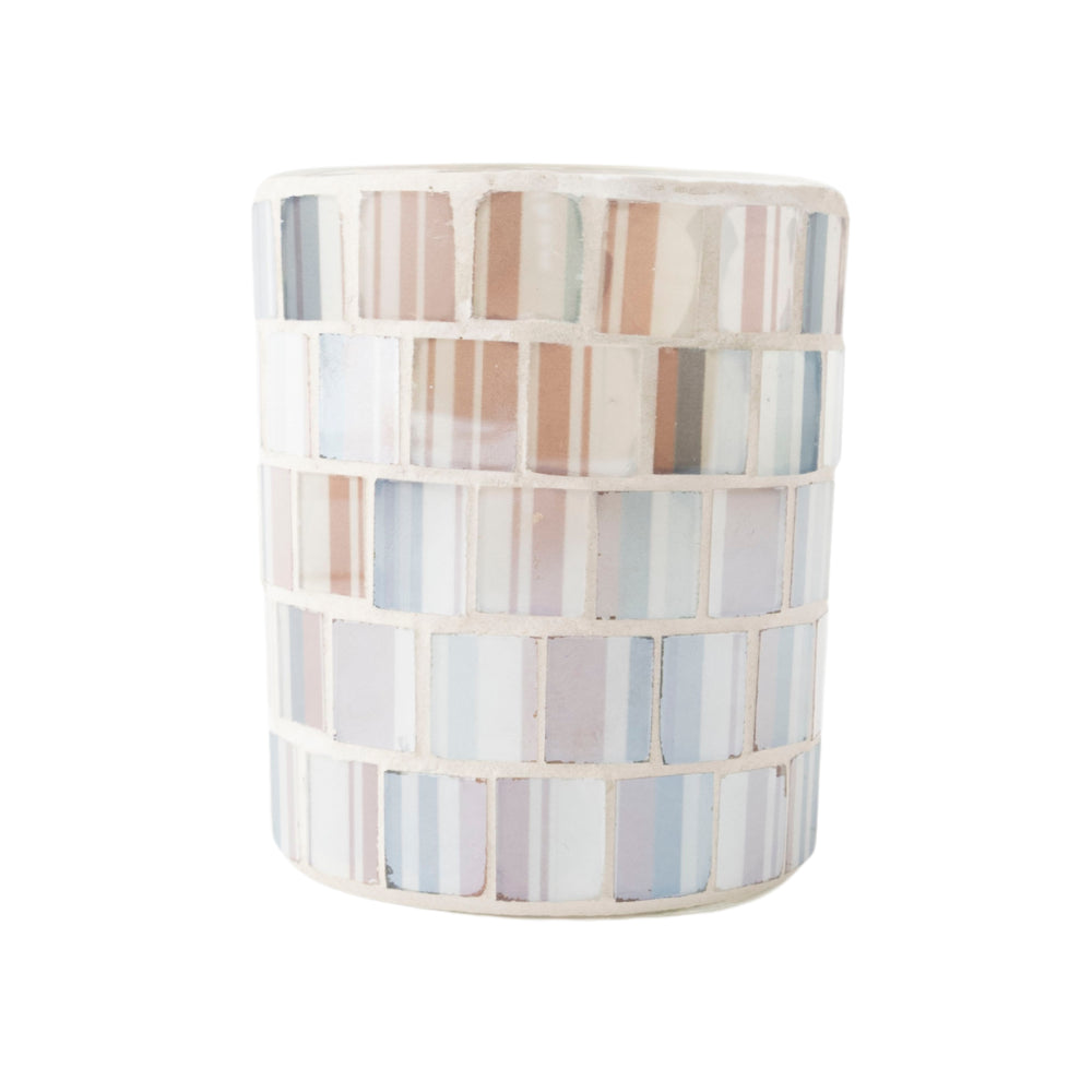 Coastal Tones Collection Textured Glass Candle - NATURAL TILE