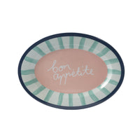 Honeydew Melamine Serving Plate - BLUE STRIPE