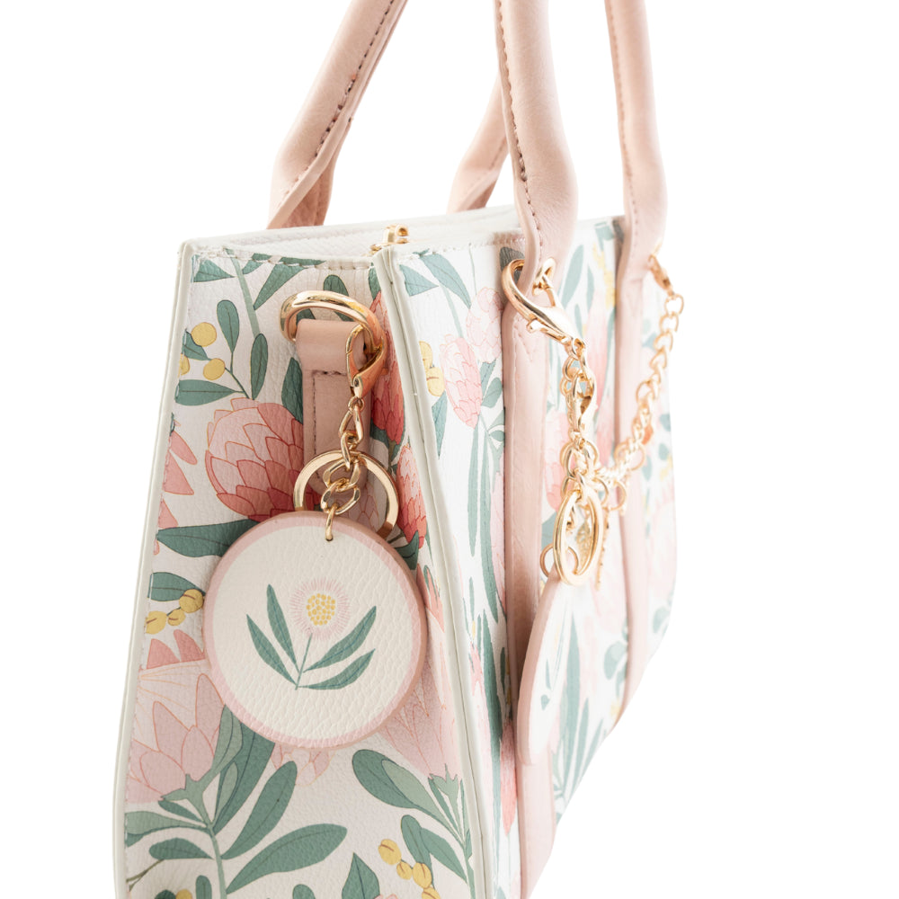 K&Co. Wild Flower Collection Structured Mini Tote Bag with Charms - WILDFLOWER