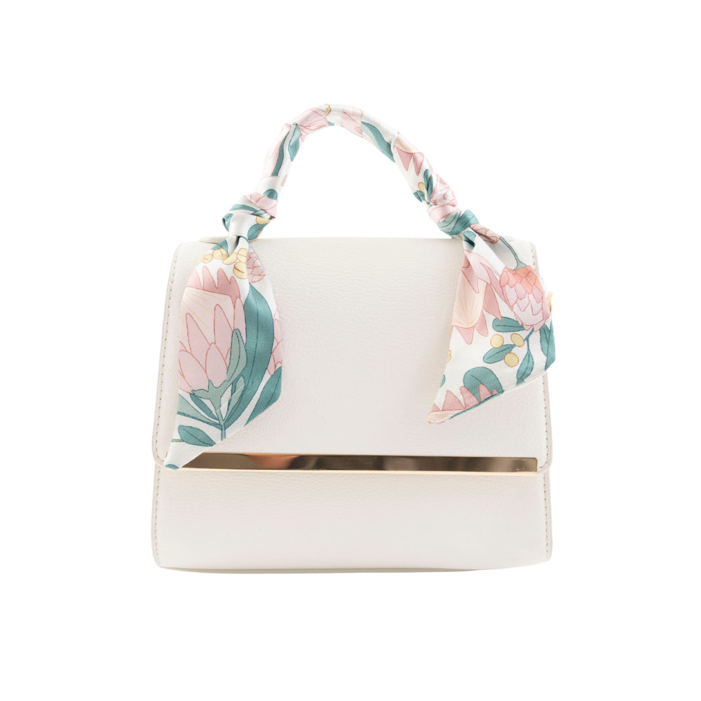 K&Co. Wild Flower Collection Handle Side Bag with Scarf - CREAM