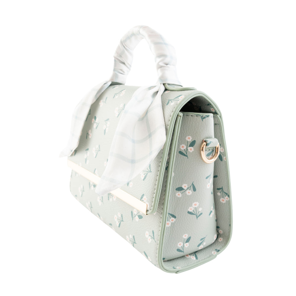 K&Co. Wild Flower Collection Handle Side Bag with Scarf - PAPER FLOWER