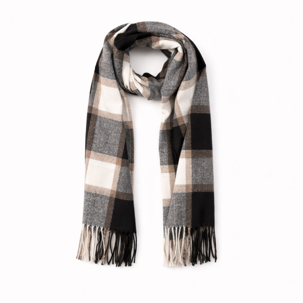 K&Co. Petal Series Checked Scarf - MONOCHROME