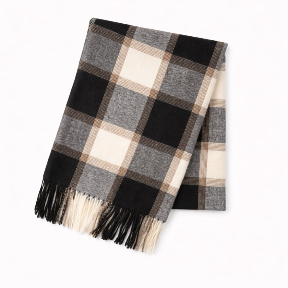 K&Co. Petal Series Checked Scarf - MONOCHROME