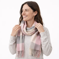 K&Co. Petal Series Checked Scarf - GREY/CREAM/PINK