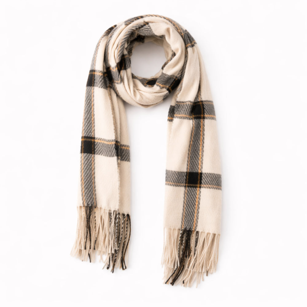 K&Co. Petal Series Checked Scarf - CREAM
