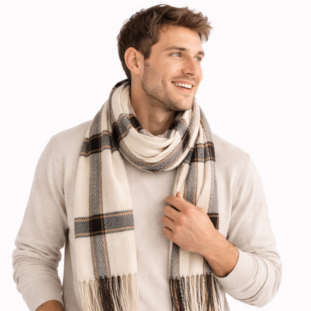 K&Co. Petal Series Checked Scarf - CREAM
