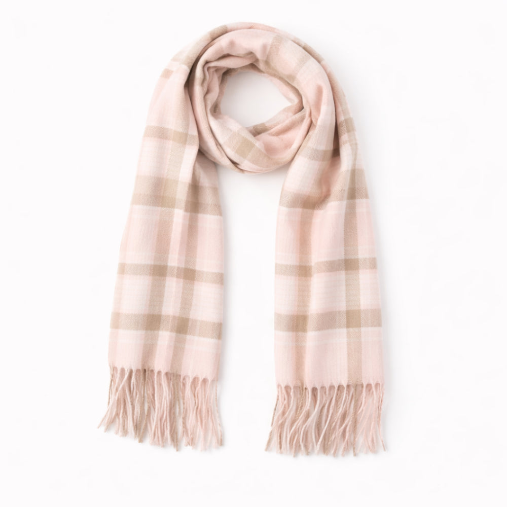 K&Co. Petal Series Checked Scarf - PINK/CREAM