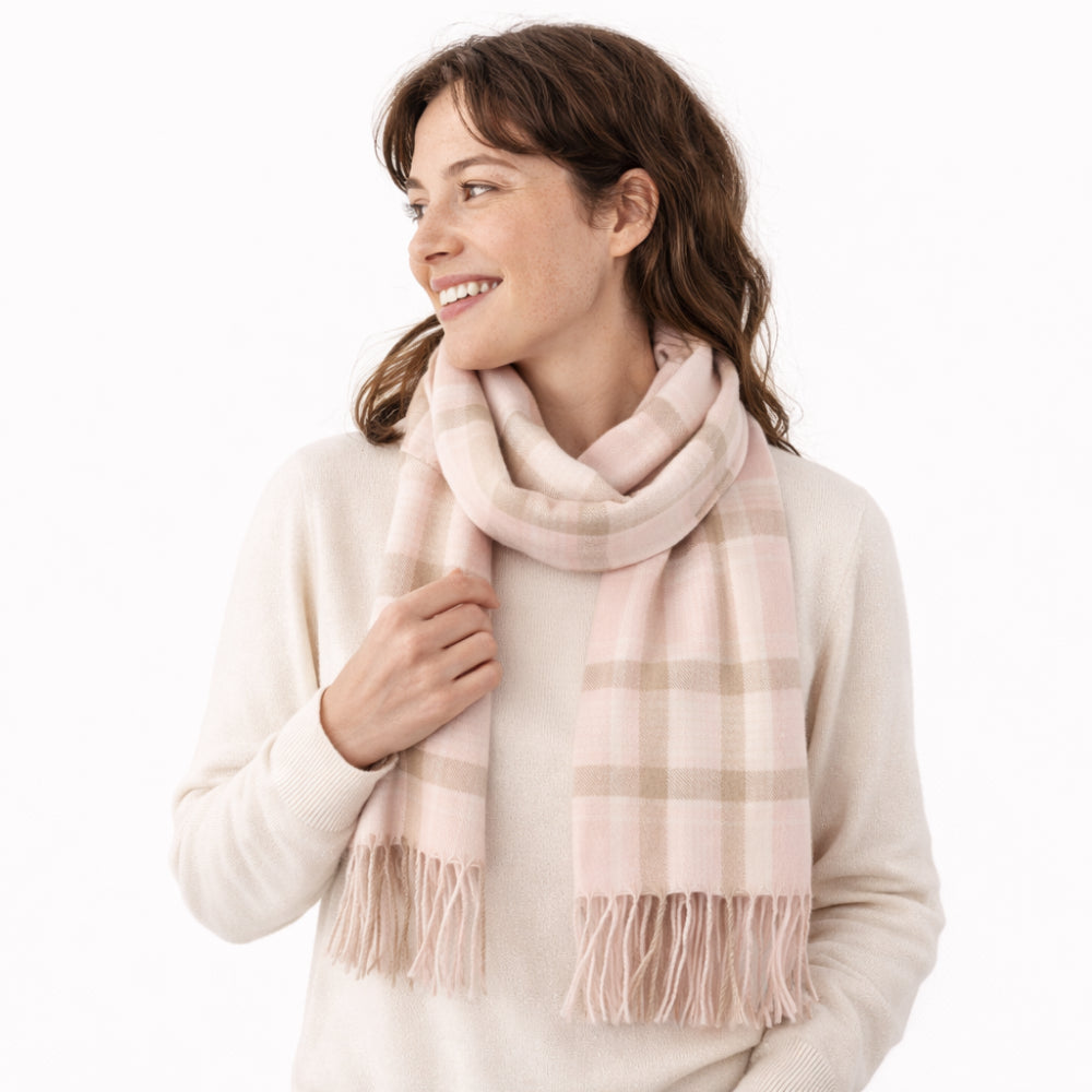 K&Co. Petal Series Checked Scarf - PINK/CREAM