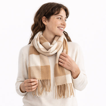 K&Co. Petal Series Checked Scarf - BROWN