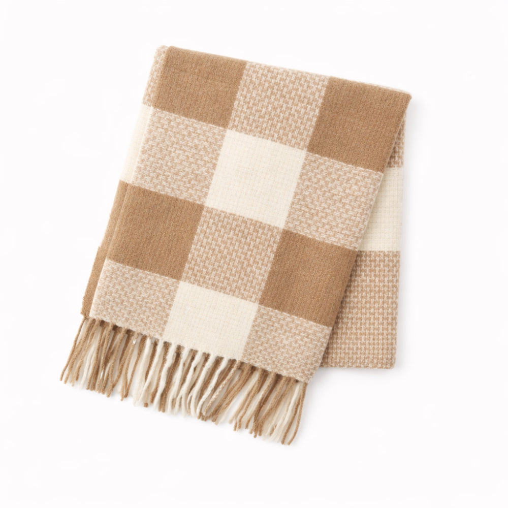 K&Co. Petal Series Checked Scarf - BROWN