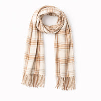 K&Co. Petal Series Checked Scarf - CREAM/BLUE