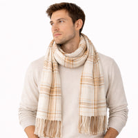 K&Co. Petal Series Checked Scarf - CREAM/BLUE