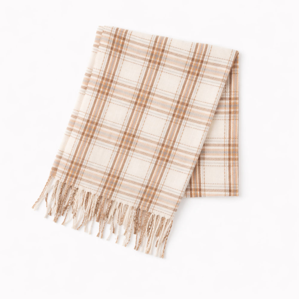 K&Co. Petal Series Checked Scarf - CREAM/BLUE