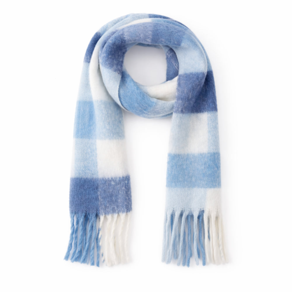 K&Co. Petal Series Chunky Scarf - BLUE CHECK
