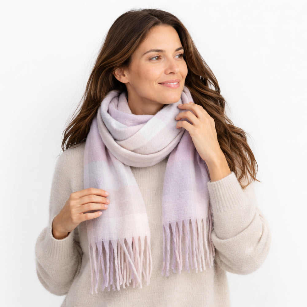 K&Co. Petal Series Chunky Scarf - LILAC CHECK