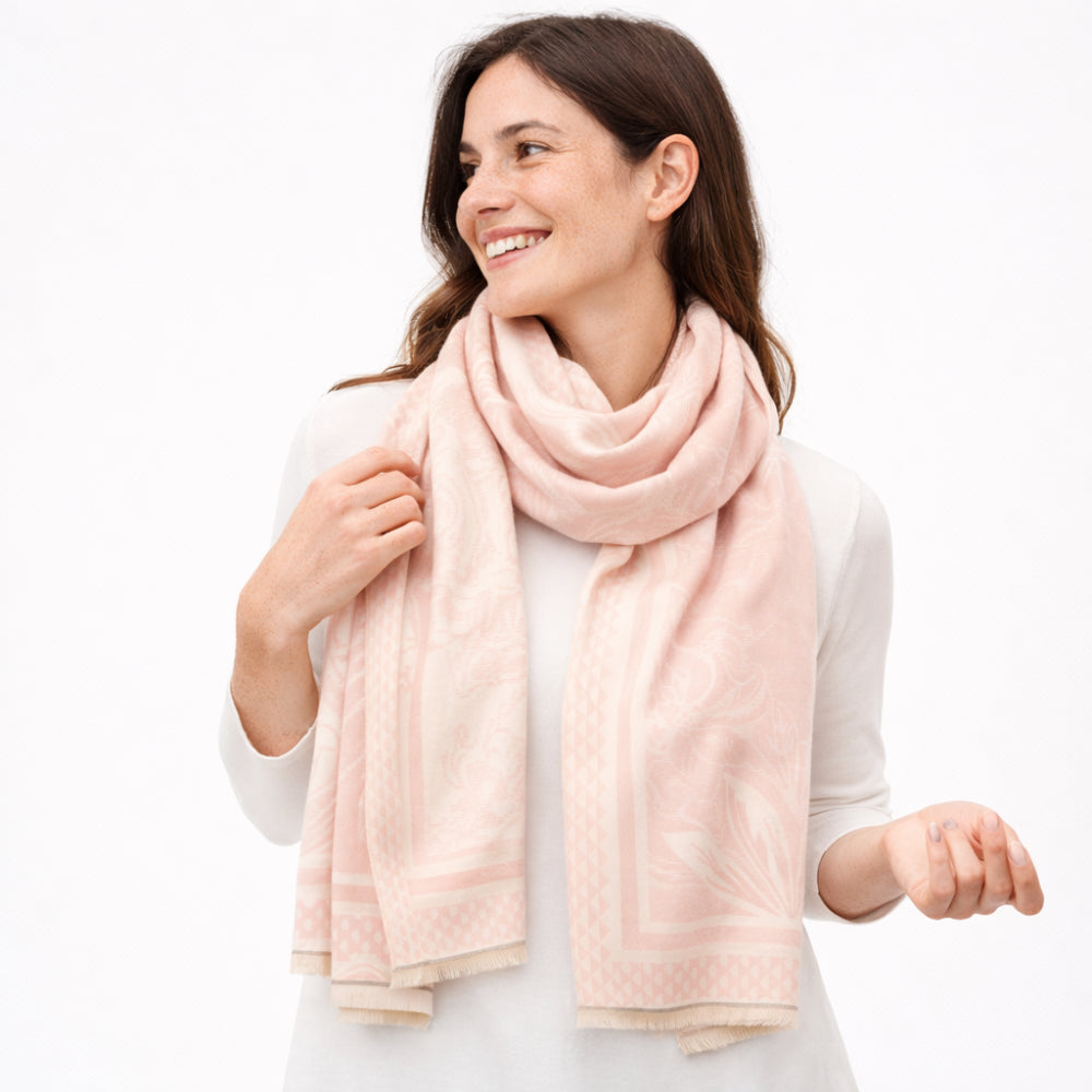 K&Co. Petal Series Jacquard Scarf - FLORAL PINK