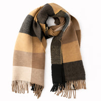 K&Co. Petal Series Pleated Scarf - LATTE CHECK