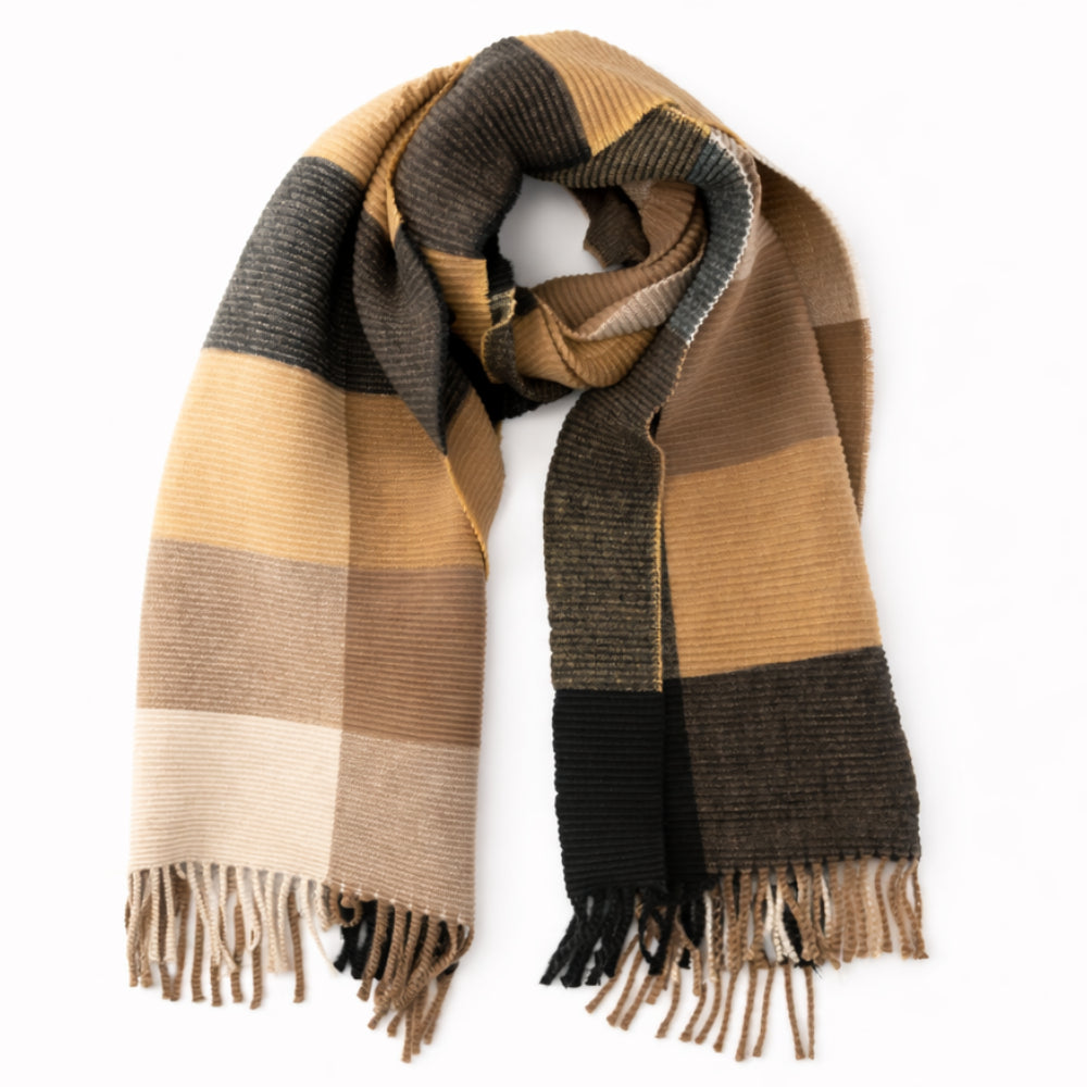 K&Co. Petal Series Pleated Scarf - LATTE CHECK